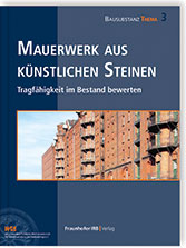 Cover Mauerwerk aus künstlichen Steinen (c) Fraunhofer IRB Verlag