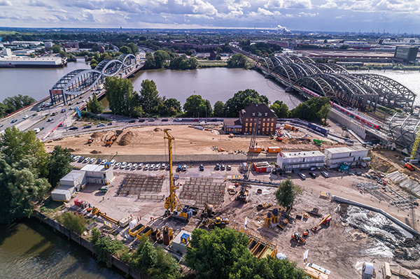 Baustelle des Elbtowers, Stadtteil HafenCity, Hamburg