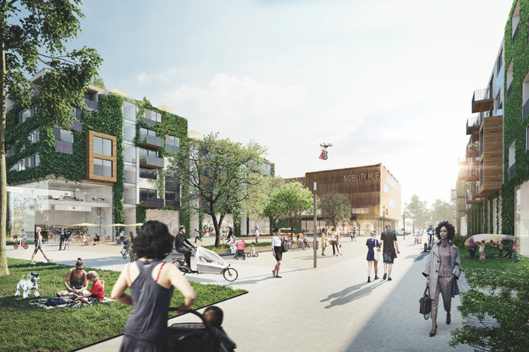 Quartiersplatz im künftigen Schumacher Quartier (© Tegel Projekt/rendertaxi) 