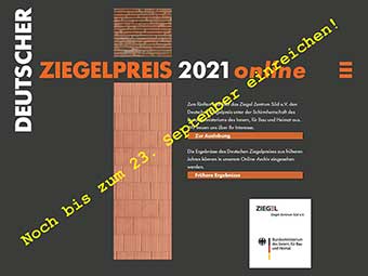 Deutscher Ziegelpreis 2021: Bewerbungsfrist endet am 23. September 2020