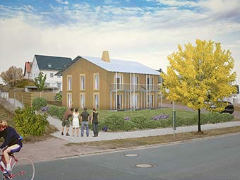 Baustart des ersten Plusenergiehauses aus Lehmmauerwerk