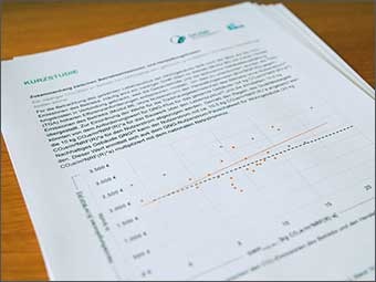 Das Bild zeigt einen Ausschnitt des Deckblatts der Kurzstudie »Lebenszyklusbasierte Betrachtung von Gebäuden«. 