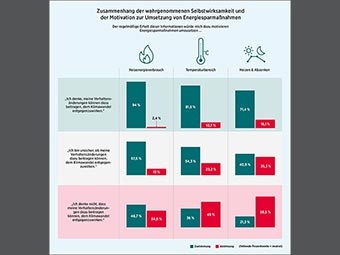 Die Grafik zeigt den Zusammenhang der wahrgenommenen Selbstwirksamkeit und Motivation zur Umsetzung von Energiesparmaßnahmen. 